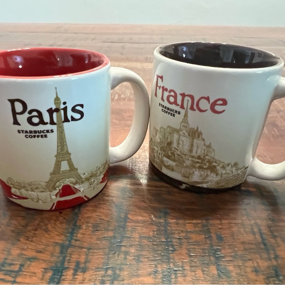 Starbucks Paris and France Mug Set - Red and Black Accents